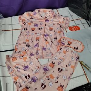 Kids Pajamas with Cat and Dog Print - Pink